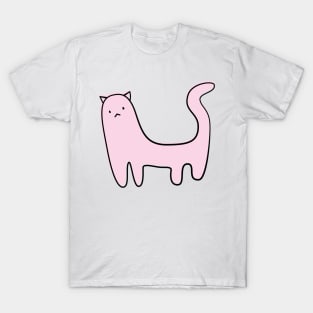 Cute Silly Simple Minimalist Pastel Pink Cat Small Icon T-Shirt